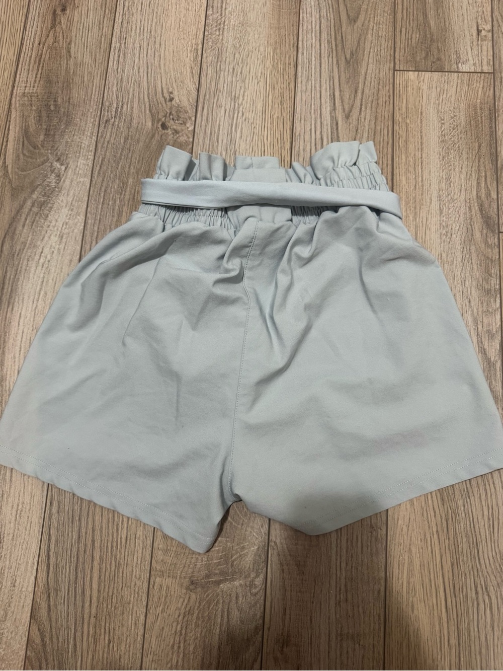 High-Waist Paperbag Tie Belt Shorts - Light Blue - Picture 3 of 5